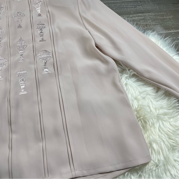 Burberry Vintage Embroidered Blouse Pale Pink Size 7 - Picture 5 of 7